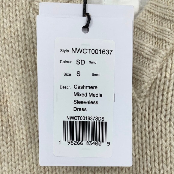 NEW! NAADAM Size Small Cashmere Mixed Media Sleeveless Dress Sand $445 msrp J6-6 - Picture 11 of 12
